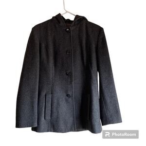 l.e.i. Woman's Vintage Wool A Line Silhouette Hooded Coat Size Small